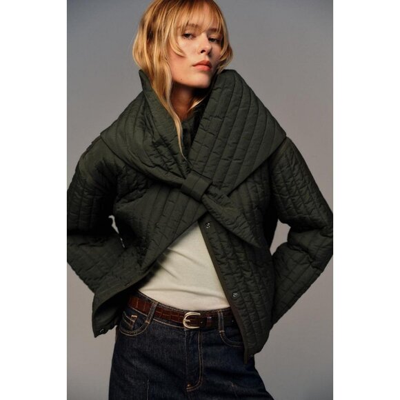 ZARA PUFFER JACKET WITH DETACHABLE SCARF - Picture 1 of 10